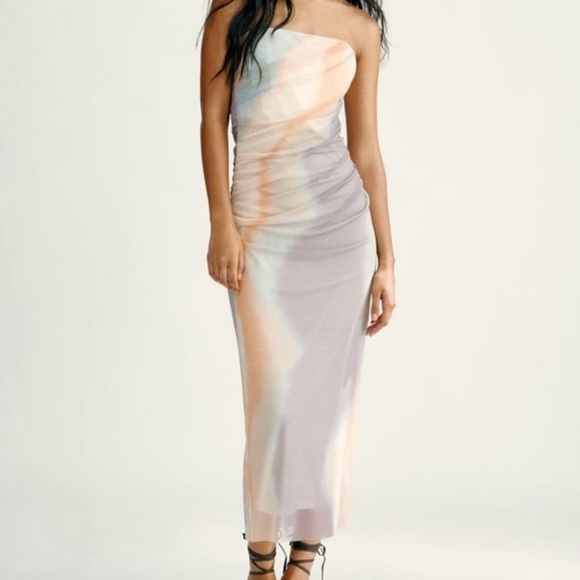 Zara Tulle Corset Strapless Midi Dress - Picture 1 of 3